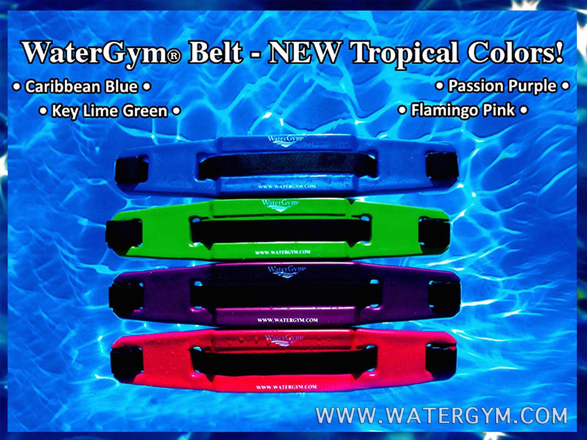 WaterGym Water Aerobics Flotation Belt in Blue Green Pink and Purple Tropical Colors!