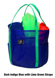 Mesh Tote - Dark Indigo Blue with Lime Green Straps