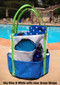 Mesh Tote - Sky Blue & White with Lime Green Straps