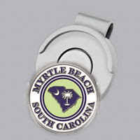 Myrtle Beach Ball Marker and Hat Clip Nickel Plated
