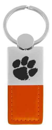 Clemson Leather & Metal Keychain - Orange