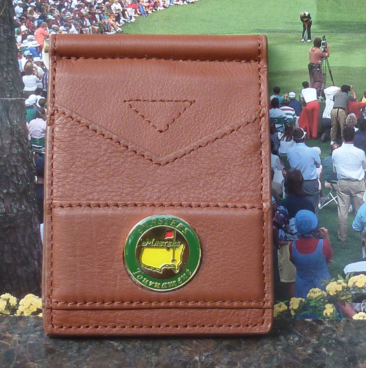 Masters Tan Wallet with Green logo