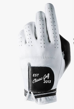 Classic Golf Cabretta Letter Men's Large White with Black Thumb Glove