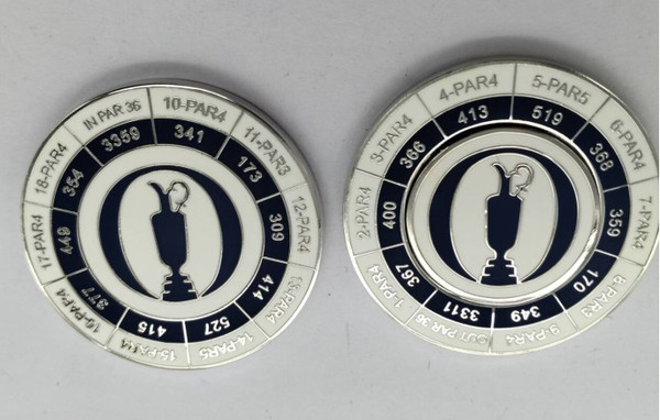 St Andrews Yardage Holder and Two Sided Ball Marker / Removable BM