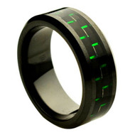 Ceramic Ring With "Green Carbon Fiber Inlay"