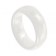 White Ceramic Domed Ring "High Polished"