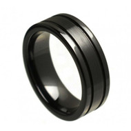 Black Ceramic Polished Flat With "Double Grooved Brushed Center"