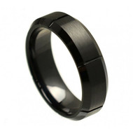 Black Ceramic Beveled Edge Multiple Grooved "Brushed Finish"