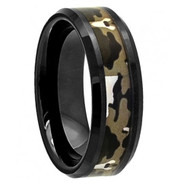 Flat Black Ceramic High Polish with Commando Camo Inlay Beveled