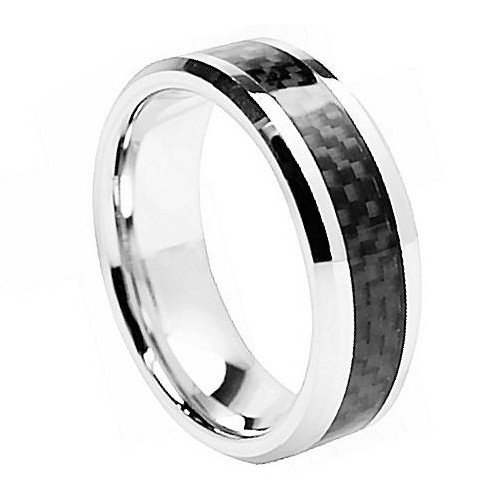 8mm Matte Finish Black IP Comfort Fit Cobalt Chrome Ring with Cross Pattern Engraving Design Jewelry Avalanche 2-tone Cobalt Wedding Band