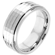 Cobalt Chrome Wedding Band Ring  flat Hammered center