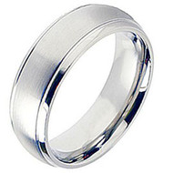 Cobalt Chrome Wedding Band Ring Brsuhed Center finished