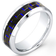 Cobalt Chrome Ring With "Blue Carbon Fiber Inlay"