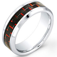Cobalt Chrome Ring With "Red Carbon Fiber Inlay"