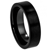 Cobalt Ring Black Enamel Plated Flat Brushed Pipe Cut