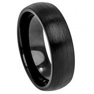 6MM Cobalt Wedding Ring Brushed Black Enamel Plated Classic Domed Band 