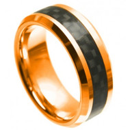 Cobalt Ring High Polish Rose Gold Plated with Black Carbon Fiber