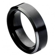 Cobalt Ring Black Enamel Plated with Beveled Edge