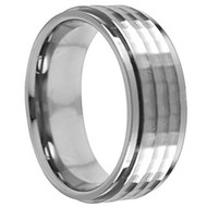 Titanium Wedding Band Ring flat Hammered center section