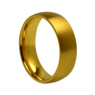 Titanium Gold Wedding Band Ring with Gold Brushed Domed finished