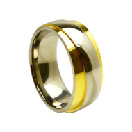 Titanium Gold Wedding Band Ring Clean Design
