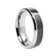 Titanium "Black Carbon Fiber Wedding Band Ring"
