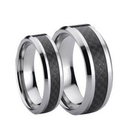 His & Hers Tungsten Carbon Fiber Ring Set