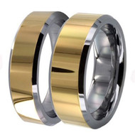 His & Hers Polished Tungsten Ring Set