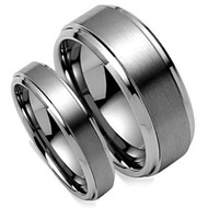 His & Hers Polish Tungsten Ring Set