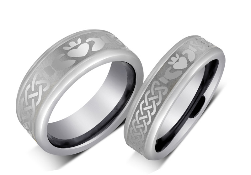 His /& Hers 8MM//6MM The Celtic DRAGON Design Tungsten Carbide Wedding Band Ring Set