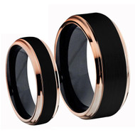 Titanium Black Rose Gold Ring Set