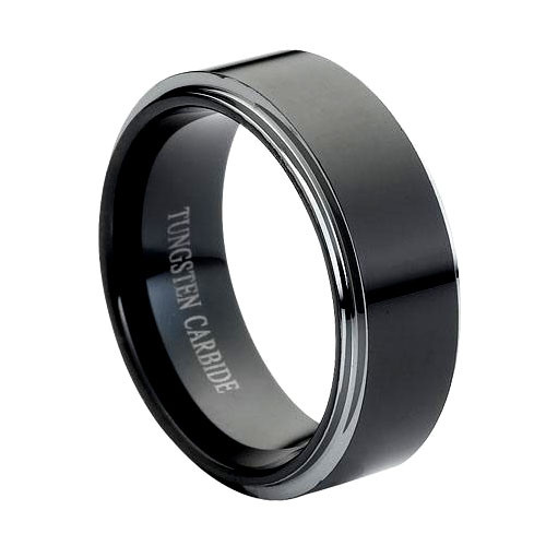 Tungsten Ring Black High Polished curved top black tungsten carbide -  Tungstenjeweler.com