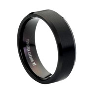 8MM Black Tungsten Ring Brushed center