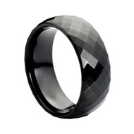 Black Faceted Tungsten Ring High Polished