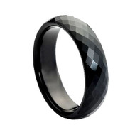 Black Faceted Tungsten Ring High Polish