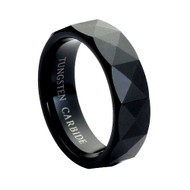 Black Faceted Tungsten Ring