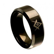 Freemason Symbol Black Tungsten Ring