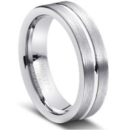 Tungsten Center Brushed Ring