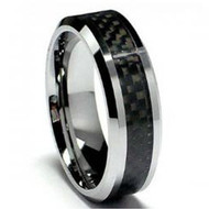 Tungsten Ring With Black Carbon Fiber Inlay