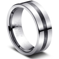Tungsten Ring With "Black Carbon Fiber Inlay "