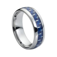Tungsten Ring With "Blue Carbon" Fiber Inlay
