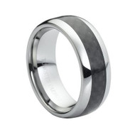 Tungsten Ring With "Black Carbon" Fiber Inlay