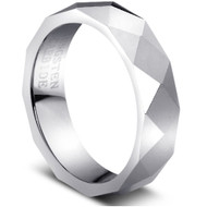 Faceted Tungsten Ring wide comfort fit