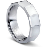 Faceted Comfort Fit Tungsten Ring