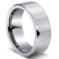 Faceted Tungsten Comfort Fit Tungsten Ring