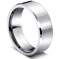 Faceted Polish Tungsten Ring