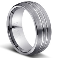 TUNGSTEN RING " Matte & High polished" deep polished cut