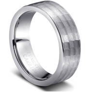 Grooved Tungsten Rings Hammered Finish