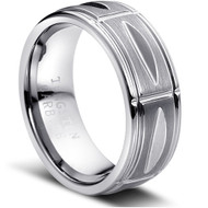 Grooved Tungsten Rings High Polish