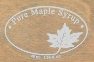 Oval CLEAR Label with Etched Leaf - Allstate Pure Maple Syrup Weight Declaration 40ml 2.25" x 1.5" - 100/pk
